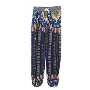 Urban Coco Harem Pants Womens size Large Pull On Boho Yoga Multi Color Print
